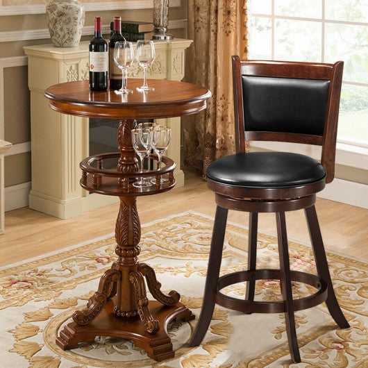 24" Wooden Upholstered Swivel Counter Height Stool  Dining Chair