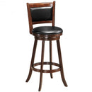 29" Swivel Bar Height Stool Wooden Upholstered Dining Chair