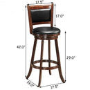 29" Swivel Bar Height Stool Wooden Upholstered Dining Chair