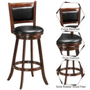 29" Swivel Bar Height Stool Wooden Upholstered Dining Chair