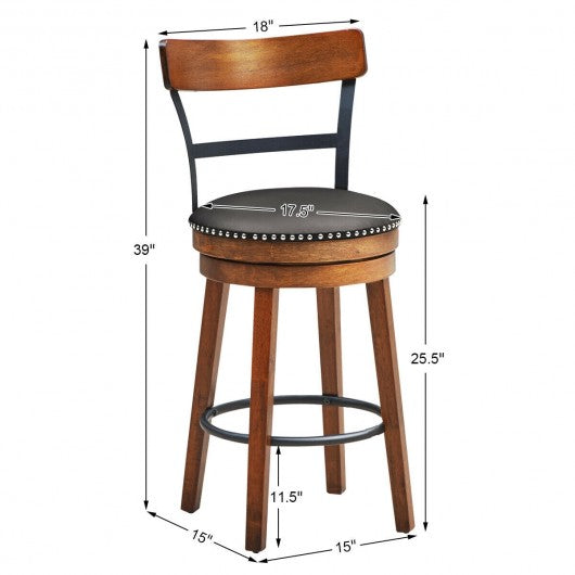 Set of 2 25.5" Swivel Counter Height Dining Chair