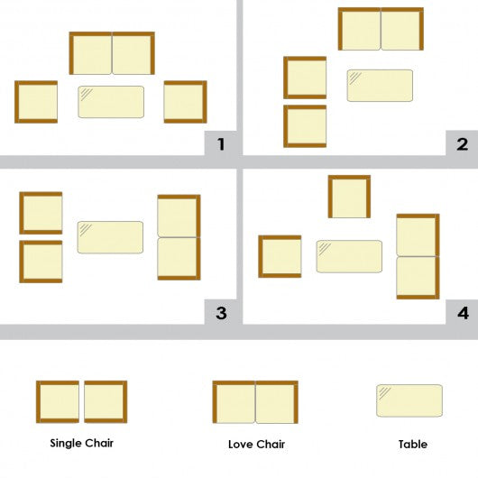 4 Pcs Patio Rattan Cushioned Sofa Furniture Set with Tempered Glass Coffee Table-Turquoise