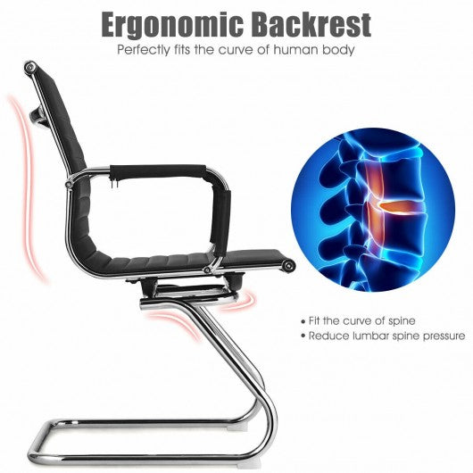 Set of 2 Heavy Duty Gues Chairs for Guest Reception Conference-Black