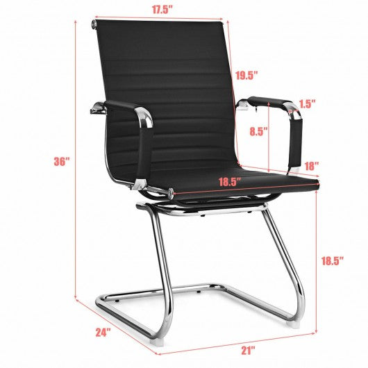 Set of 2 Heavy Duty Gues Chairs for Guest Reception Conference-Black