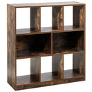 Open Compartments Industrial Freestanding Bookshelf-Brown