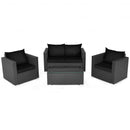 4 Pcs Patio Rattan Cushioned Furniture Set-Black