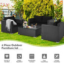 4 Pcs Patio Rattan Cushioned Furniture Set-Black