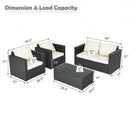 4Pcs Patio Rattan Cushioned Furniture Set-White
