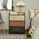 4-Drawer Tower Steel Frame Wooden Top Dresser Storage with 3-Tier Organizer