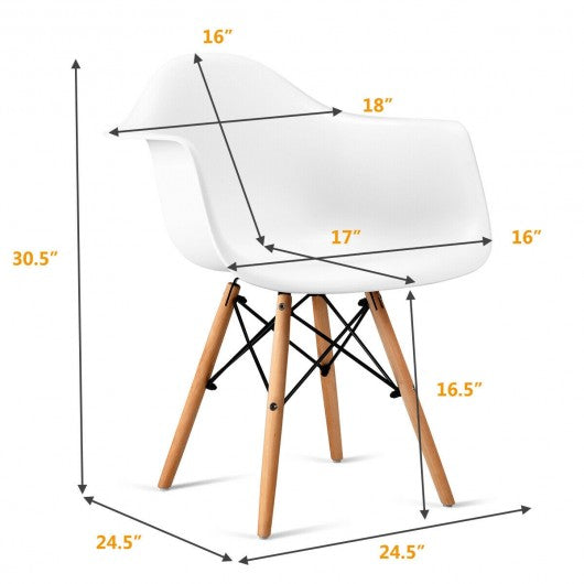 Set of 2 Mid-Century Dining Arm Chairs with Wood Legs