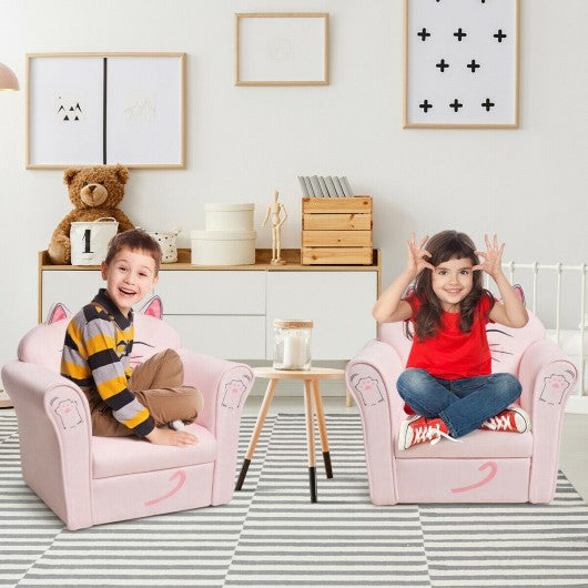 Kids Cat Armrest Couch Upholstered Sofa