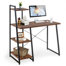Compact Computer Desk Workstation with 4 Tier Shelves for Home and Office-Brown