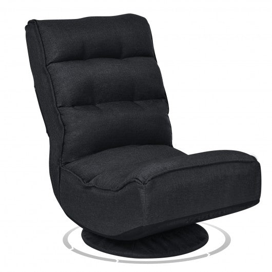 5-Position Folding Floor Gaming Chair-Black