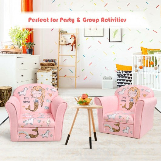 Kids Mermaid Armrest Couch Upholstered  Sofa