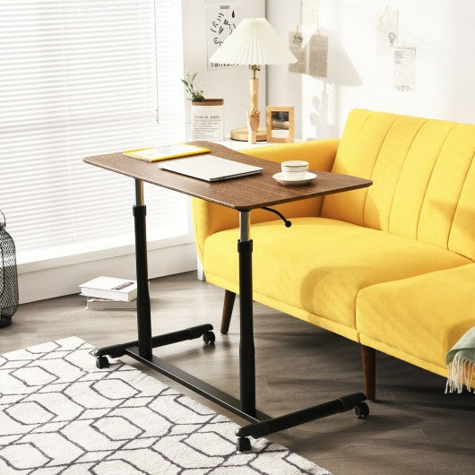 Height Adjustable Computer Desk Sit to Stand Rolling Notebook Table -Brown