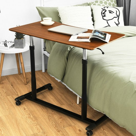 Height Adjustable Computer Desk Sit to Stand Rolling Notebook Table -Brown