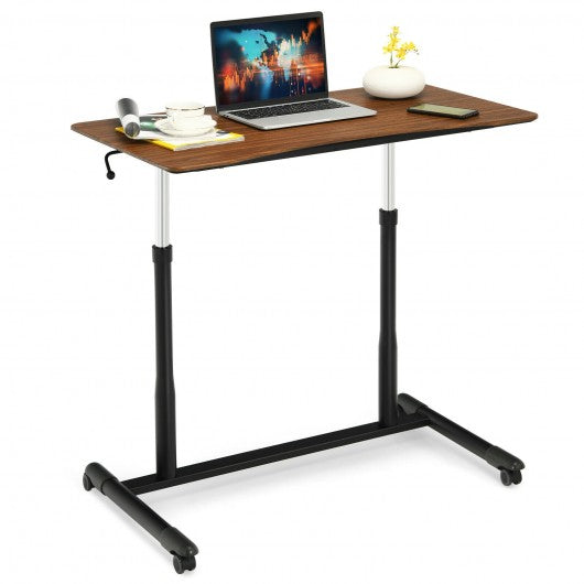 Height Adjustable Computer Desk Sit to Stand Rolling Notebook Table -Brown