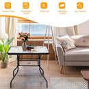 32" Patio Tempered Glass Steel Frame Square Table