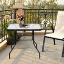 32" Patio Tempered Glass Steel Frame Square Table