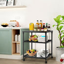 3 Tier Printer Stand Rolling Fax Cart with Adjustable Shelf and Swivel Wheels