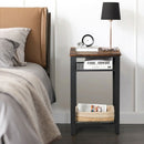 3-Tier Industrial Tall Nightstand Side End Telephone Table