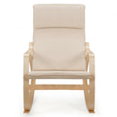 Modern Bentwood Rocking Chair Fabric Upholstered Relax Rocker Lounge Chair-Beige