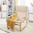Modern Bentwood Rocking Chair Fabric Upholstered Relax Rocker Lounge Chair-Beige