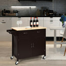 Modern Rolling Kitchen Cart Island with Wooden Top-Brown