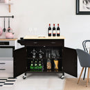 Modern Rolling Kitchen Cart Island with Wooden Top-Brown