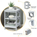 2 Pieces 3-tier Nightstand Sofa Side End Accent Table Storage Display Shelf-Gray