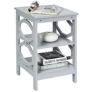 3-tier Nightstand Sofa Side End Accent Table-Gray