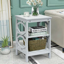 3-tier Nightstand Sofa Side End Accent Table-Gray