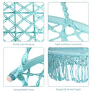 Hanging Hammock Chair Macrame Swing Hand Woven Cotton Backrest-Turquoise
