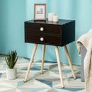 Mid Century Modern 2 Drawers Nightstand in Natural-Coffee
