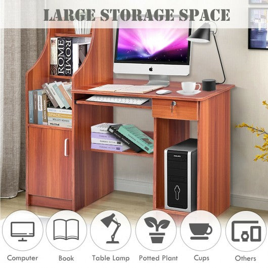 Home Computer Study Workstation Desk w- Bookshelf