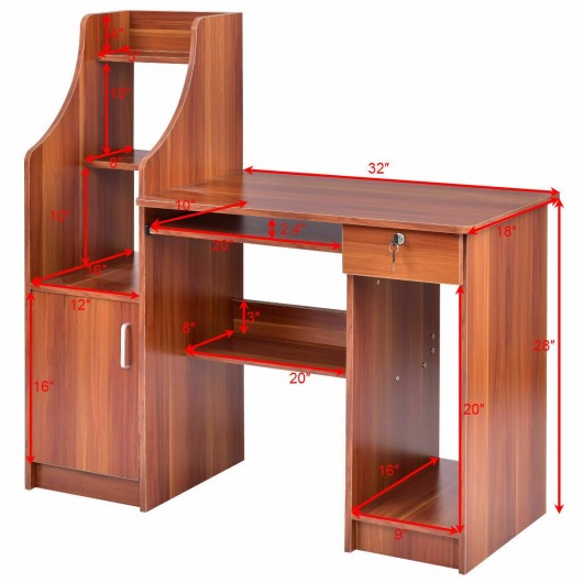 Home Computer Study Workstation Desk w- Bookshelf
