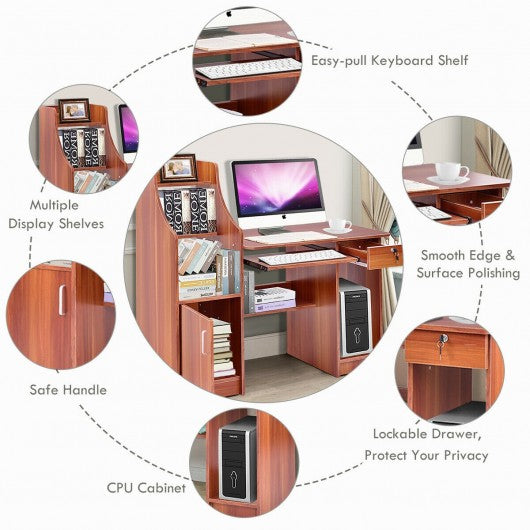 Home Computer Study Workstation Desk w- Bookshelf