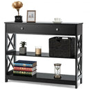 Console Accent Table with Drawer and Shelves -Black