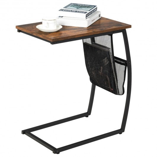 C-shaped End Side Sofa Table Vintage Accent Snack