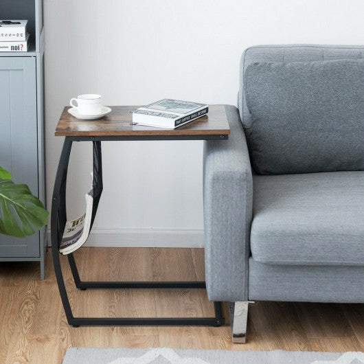 C-shaped End Side Sofa Table Vintage Accent Snack