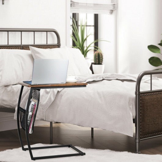 C-shaped End Side Sofa Table Vintage Accent Snack