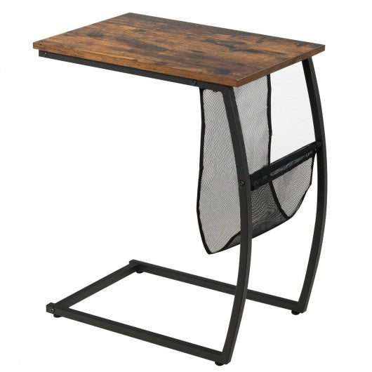 C-shaped End Side Sofa Table Vintage Accent Snack