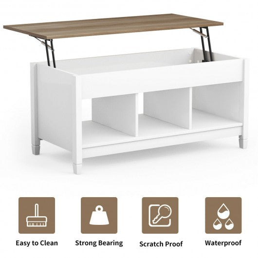 Lift Top Coffee Table with Hidden Storage Compartment-White