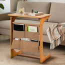 Bamboo Sofa Table End Table Bedside Table with Storage Bag