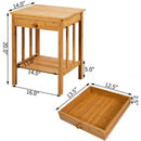 Multipurpose Bamboo End Table  with Drawer and Storage Shelf for Living Room-Natural