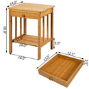 Multipurpose Bamboo Nightstand End Table Storage Shelf