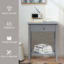 Wooden Nightstand  End Table Storage Display -Gray