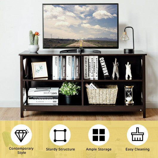 Wooden TV Stand Entertainment Media Center -Brown