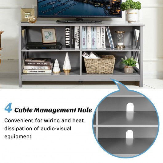 Wooden TV Stand Entertainment Media Center -Gray