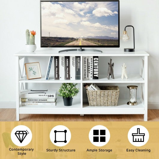 Wooden TV Stand Entertainment Media Center -White